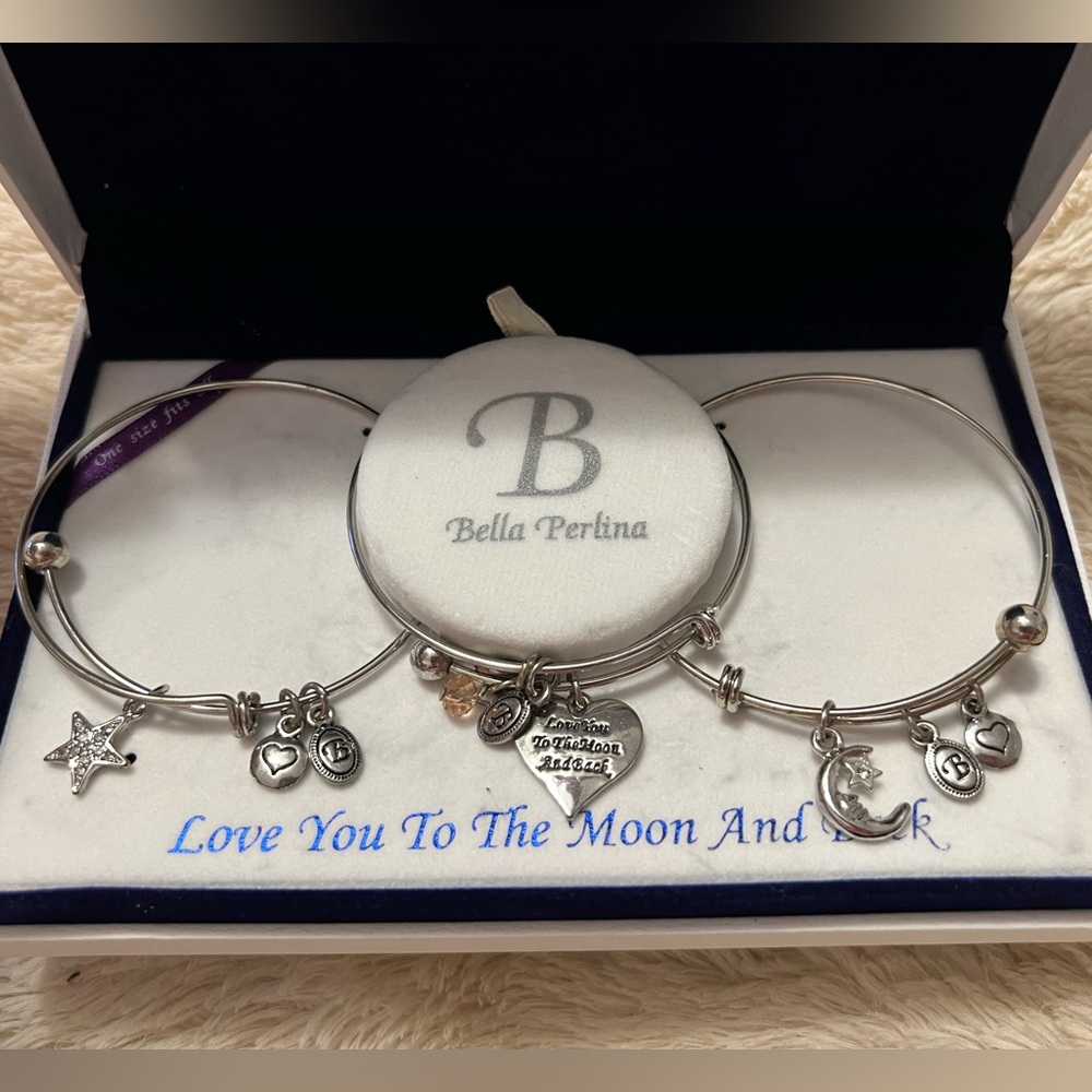 Bella Perlina Love You To the Moon and Back 3 Bangle Set